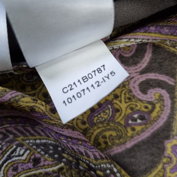 100 % Silk Jones New York Collection Short Sleeve Paisley Blouse Size 12 - Picture 10 of 10